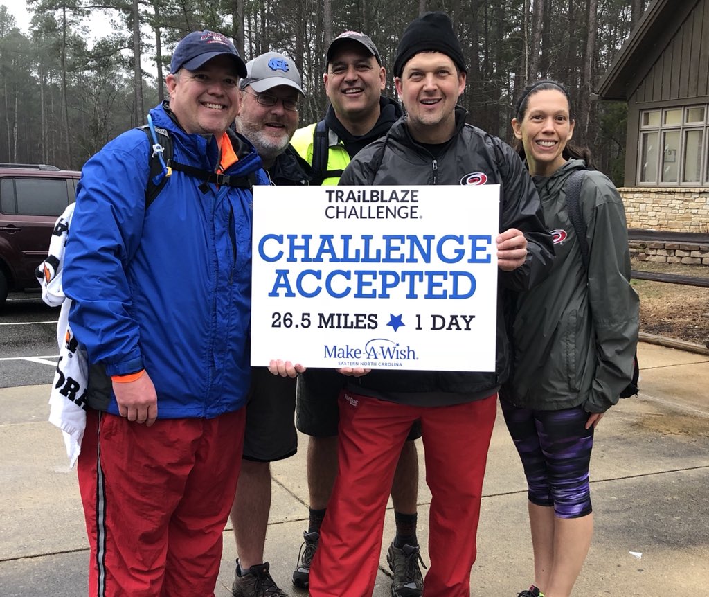 ketchabaw's tweet photo. Big morning for #teamsilverbullets during training hike @MakeAWishEastNC #trailblazechallenge - 14.7mi in 4:23. Slippery conditions w rain @SoDuJonesy @Nowicki_B @PapaSous Your help today goes a long way! https://t.co/M8E9JFCkFu https://t.co/MIKuxvSb6j