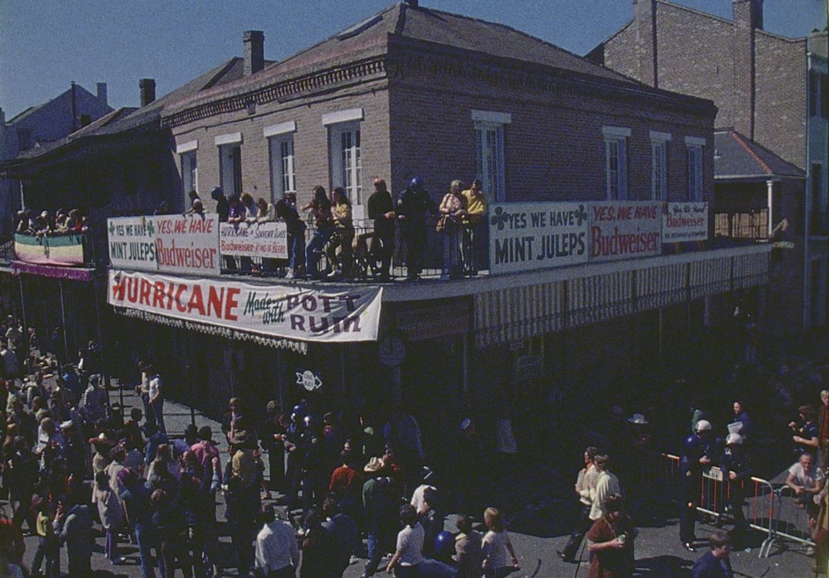 Mardi Gras on Canal Street around 1964, and on Bourbon Street in 1971.
