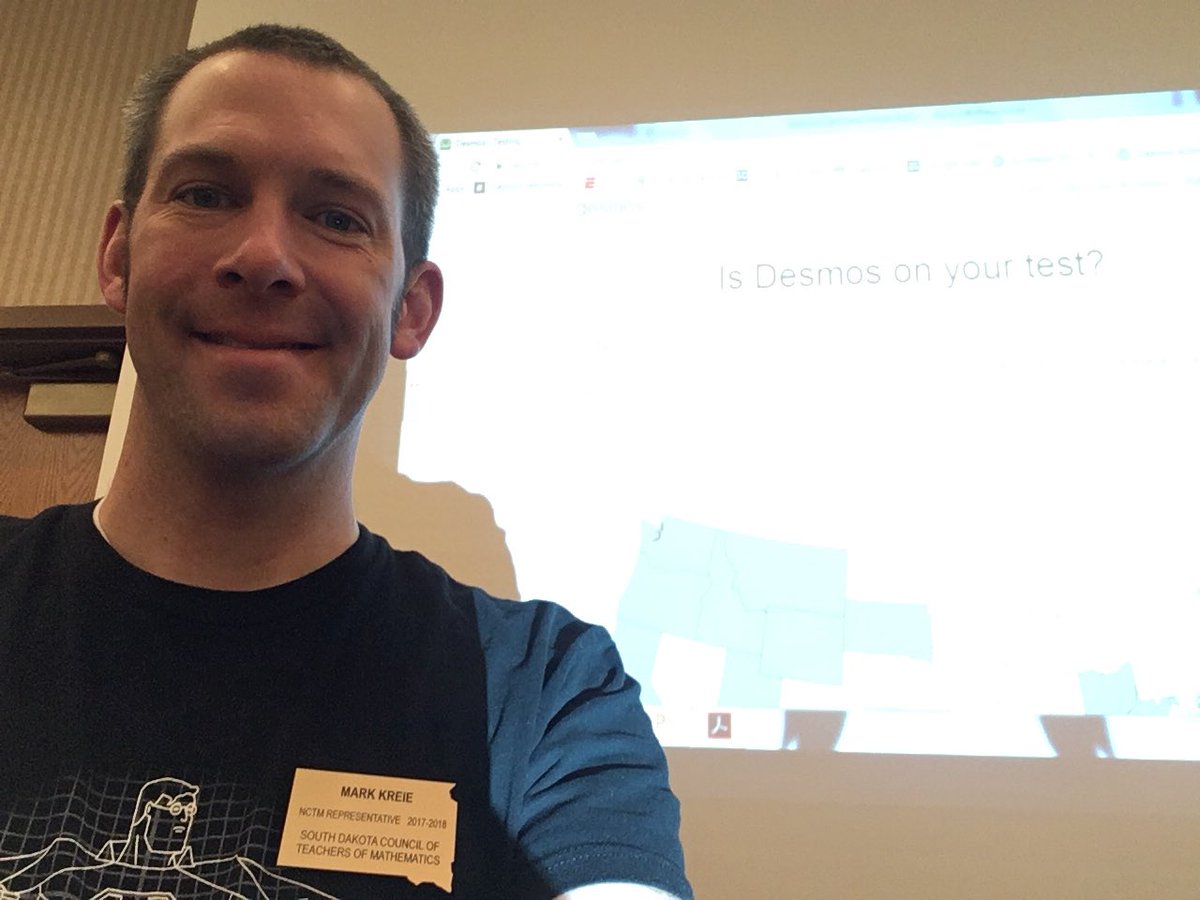 kreiem's tweet photo. All set for the last of seven presentations this weekend. Excited that our state has @Desmos embedded in the Smarter Balanced tests! @SouthDakotaCTM #SDMathSci #MTBOS #iteachmath https://t.co/CXPhVP8KAt