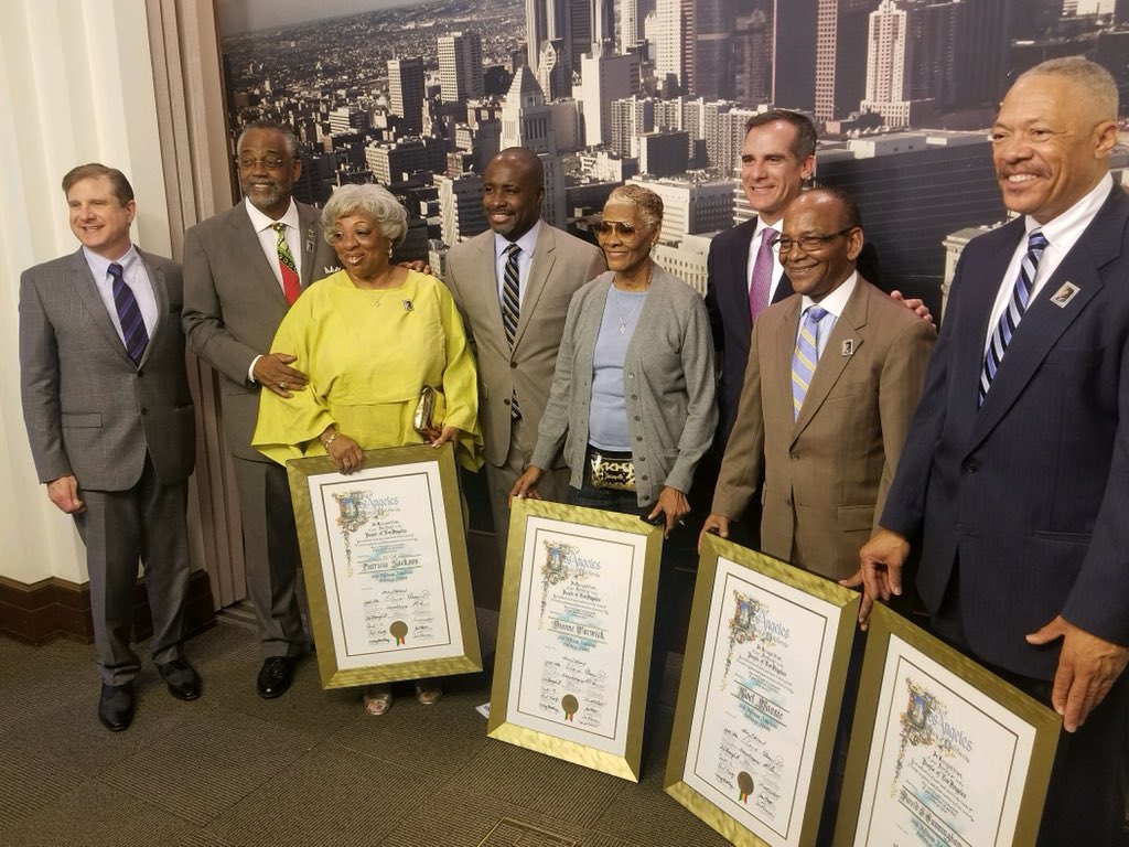 The mayor and city council members along with the city’s controller pictured here with honorees for the Kickoff of African American Heritage Month. Dionne Warwick standing to my right.