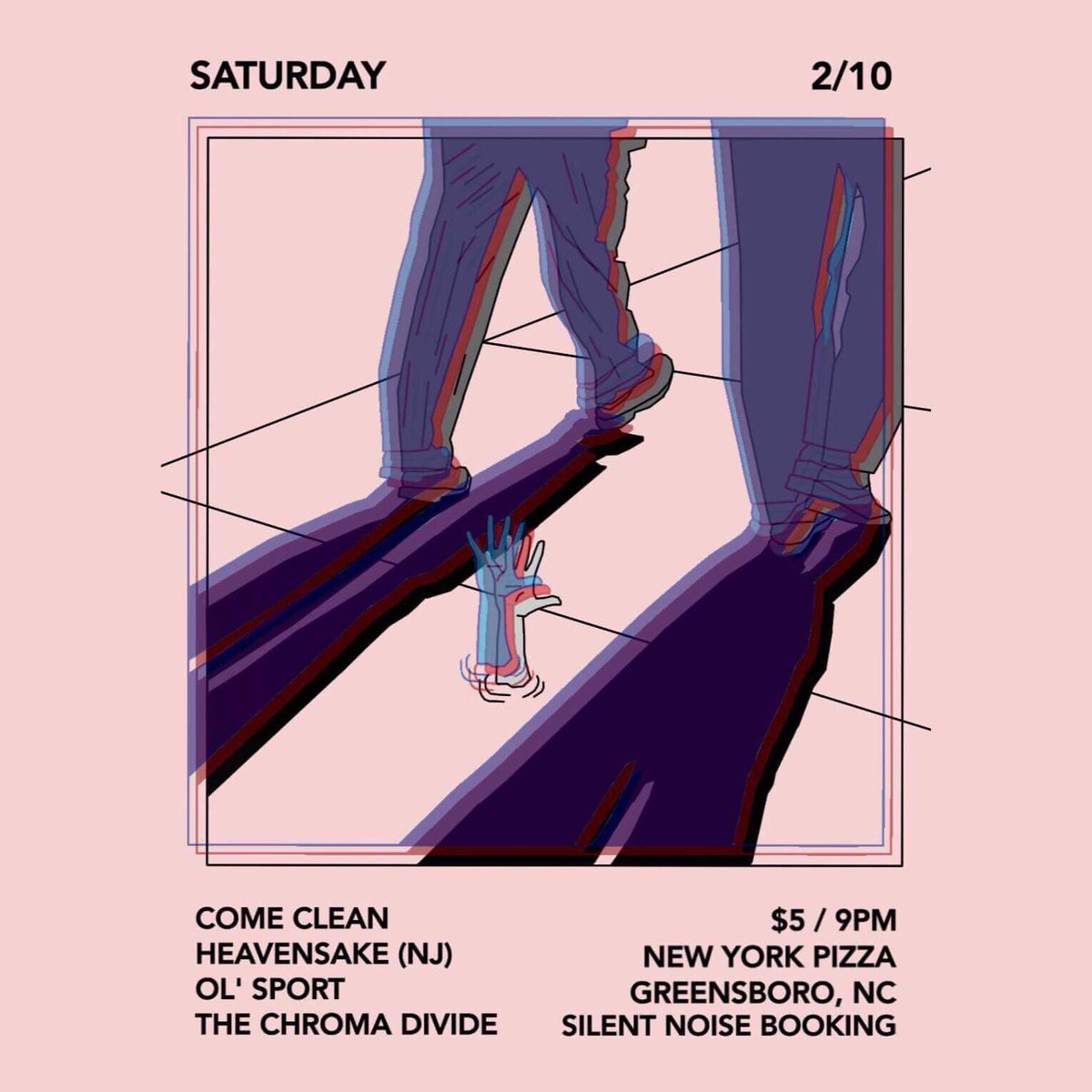 TheChromaDivide's tweet photo. Come join us tonight at NYP in Greensboro, NC with @olsportnc, Heavens Sake, and @comecleannc https://t.co/tt9pKvxdoM