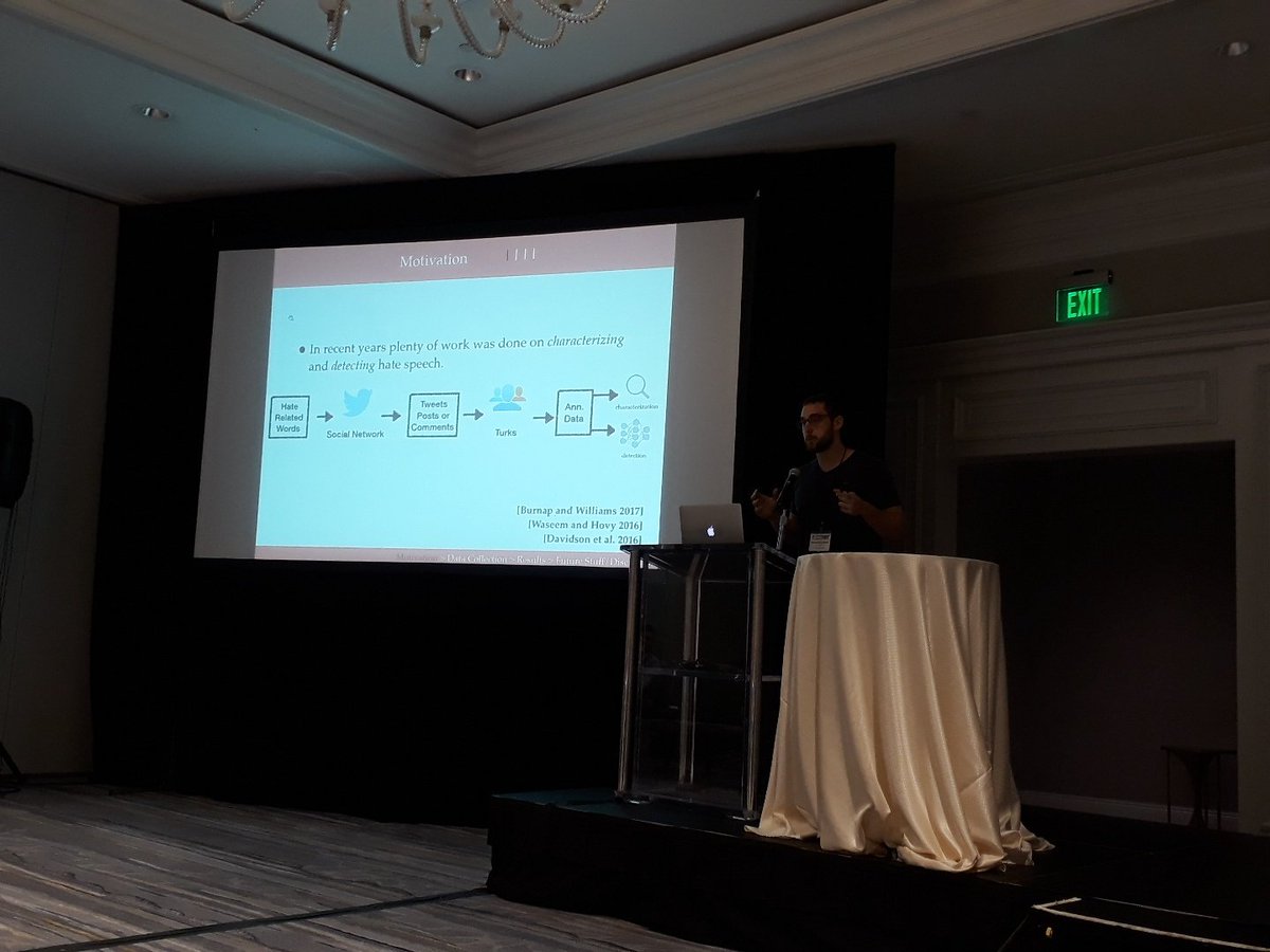 virgilioalmeida's tweet photo. Our student  @manoelribeiro  presenting  his work on   user-centered approaches to understand hate speech at  @WSDMSocial #mis2 workshop. @wagnermeirajr @pedrocalais @santosyurial https://t.co/bQ60P0vQPb