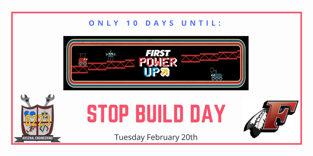Falls_Robotics's tweet photo. Stop Build Day: Tuesday February 20th 2018!! Only 10 days left!
#FIRSTpowerup #FIRST #Build #mfedchat https://t.co/MvA6AuPQQH