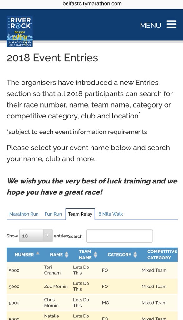 Have you seen our new look website? belfastcitymarathon.com

We’ve made lots of positive changes including a new feature..an ENTRIES section displaying ALL 2018 entries by event type. 

Find out how many people have entered <a href="/marathonbcm/">BelfastCityMarathon</a> from your area or running club..&amp; more!