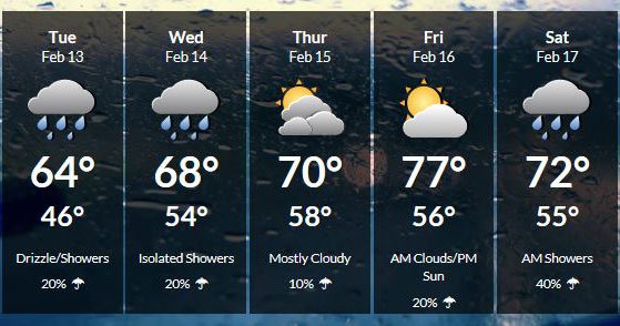 If you're packing this weekend for the convention, keep this forecast in mind (at least it won't be freezing!). #TMEA2018 #layersareyourfriend #hopingforsun