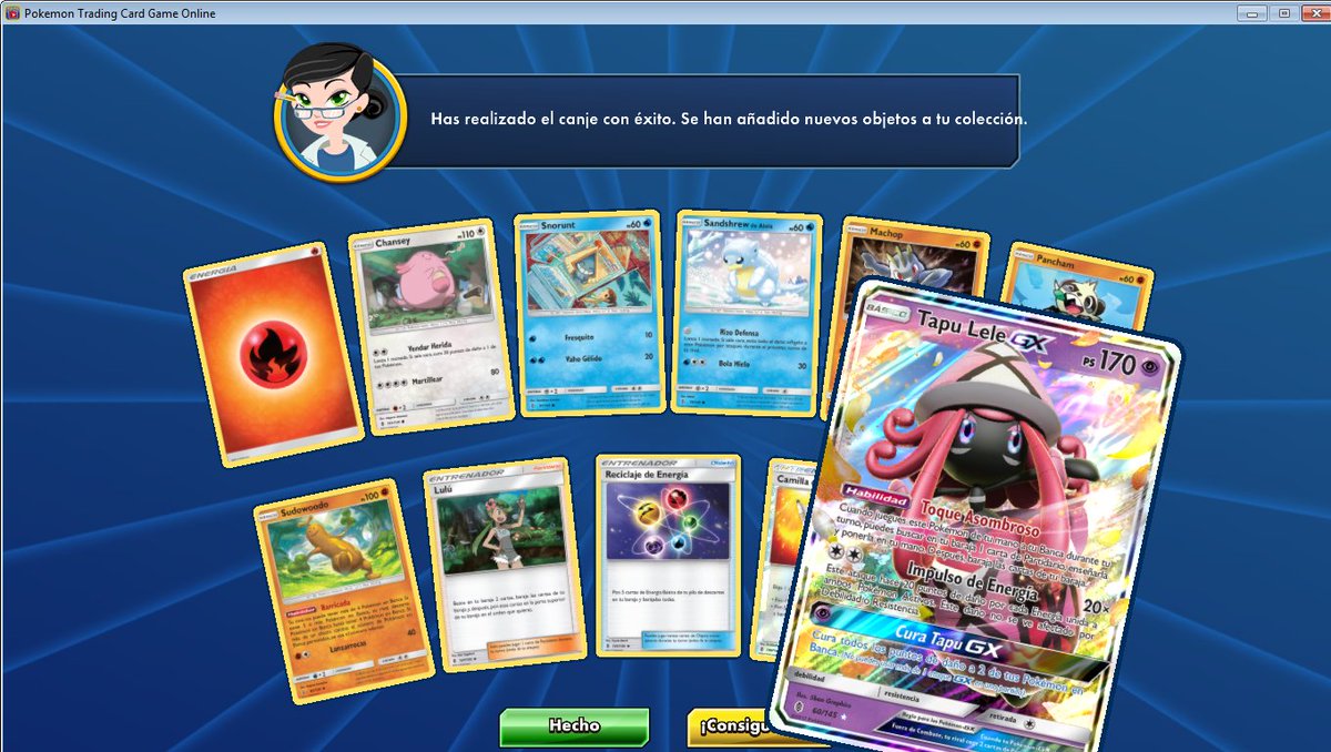 PokemonTCGonlin's tweet photo. que al completar una mision de 16 bajas te de un sobre  y te toque un Tapu lele gx. es lo mas y ensima se puede cambiar https://t.co/j4aOpOGmXD