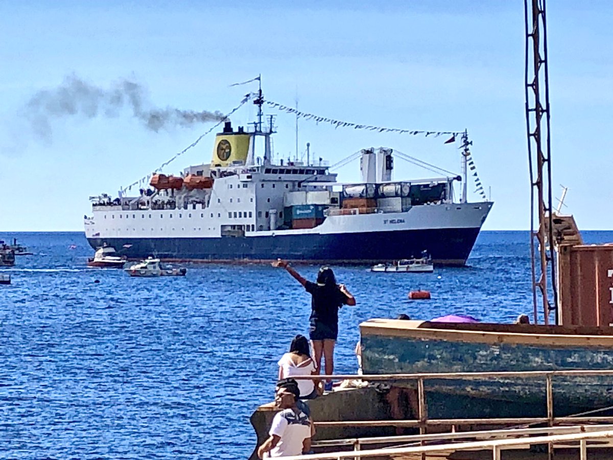 NickMallos's tweet image. Quite a privilege to be in the presence of the #RMSStHelena on her final voyage. This vessel has been #StHelena’s lifeline for 27 years, and has impacted the life of every Saint in some way or form. Today we were fortunate to join her heartfelt farewell celebration. #StHelena2018