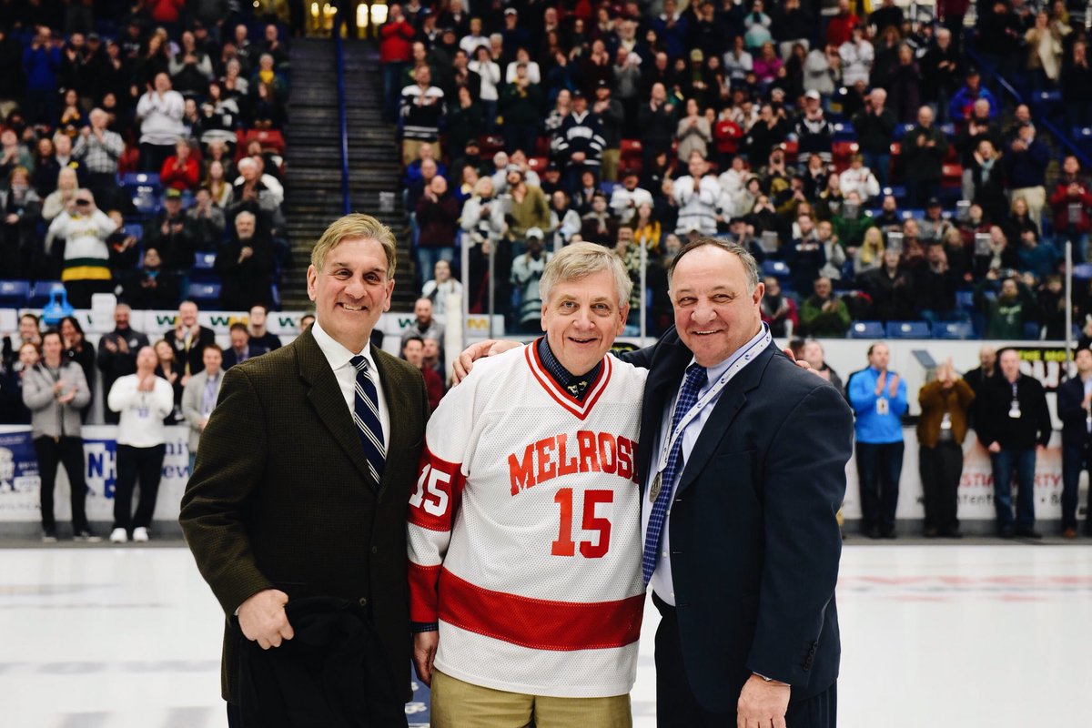 UofNH's tweet photo. There was some great recognition pregame before @UNHMHOCKEY and @UVMmhockey dropped the puck.  #CoachUmileWeekend https://t.co/JmNtffYIIQ