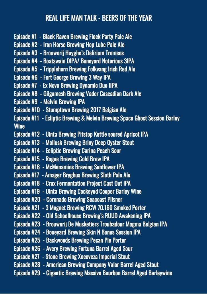 RealLifeManTalk's tweet photo. @colestreetbrew @peaksandpints Typically yes, but lighter beers are good as well. Here is our list of beers reviewed in 2017 https://t.co/yUPLvFYvoW