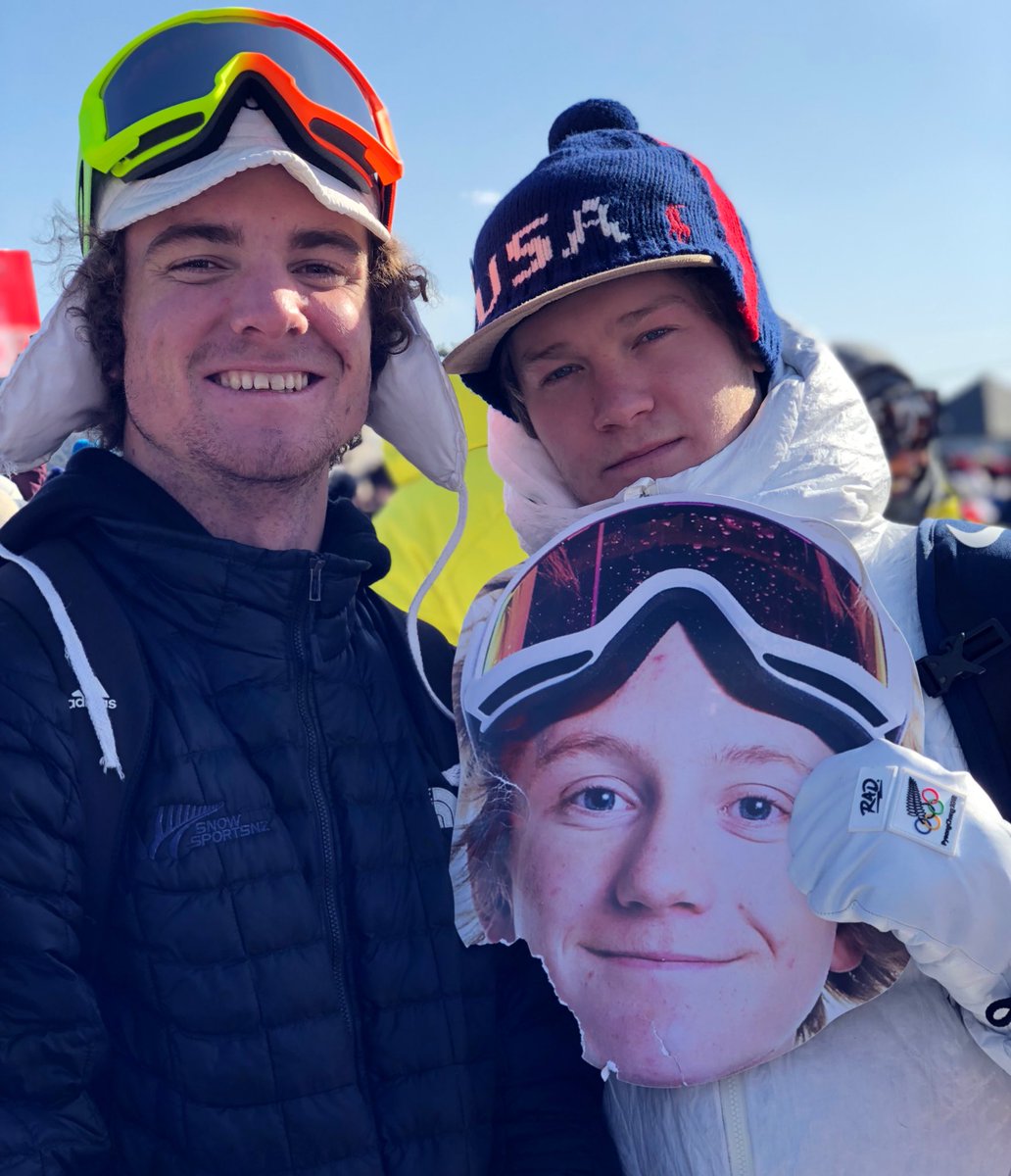 Some of the @RedmondGerard cheer squad: Jackson Wells 🇳🇿 and <a href="/_KyleMack/">Kyle Mack</a>. 🎉 #olympics