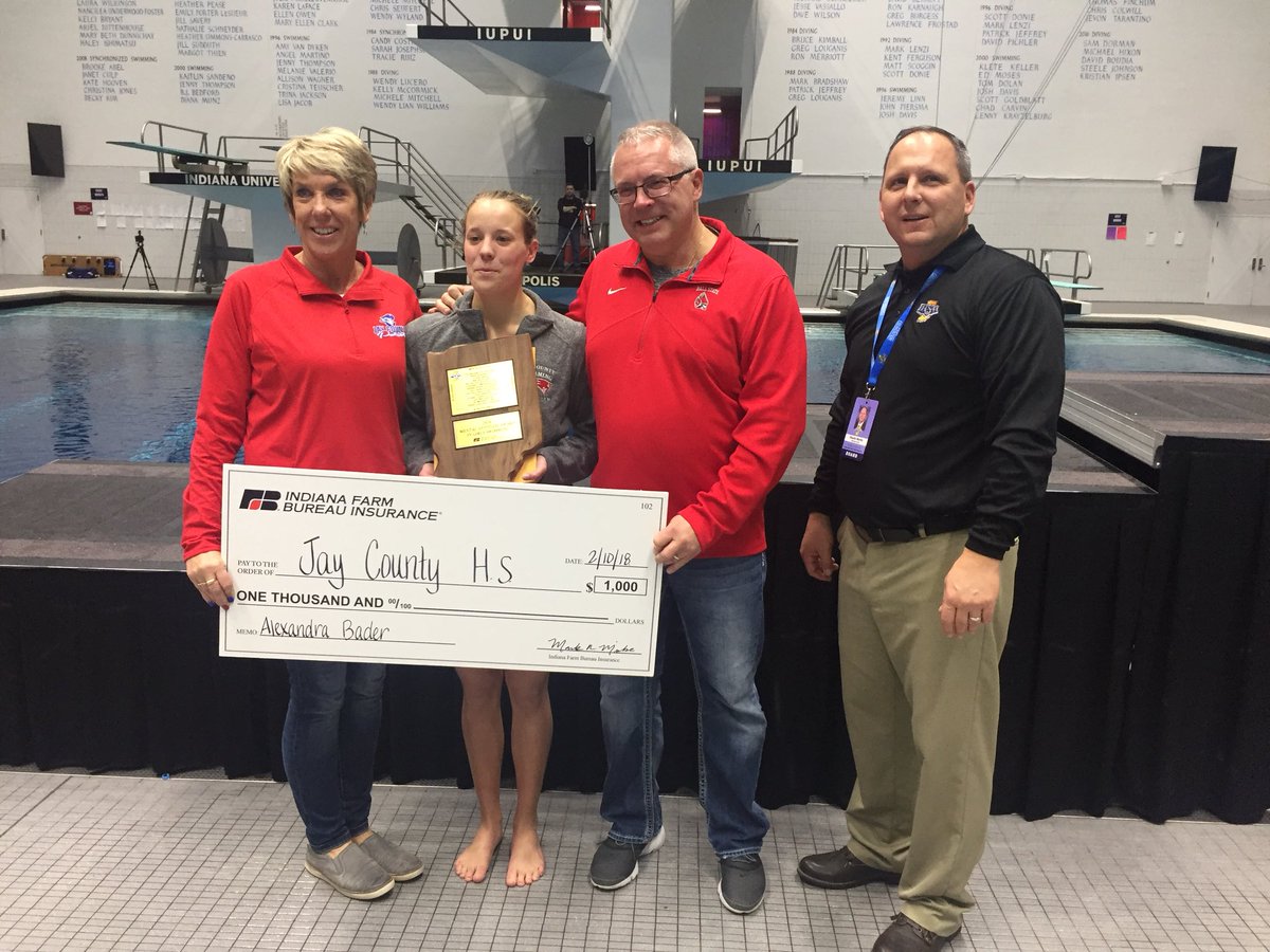 IHSAA1's tweet image. Congrats to Alex Bader of @JayCoPatriots on being named the Mental Attitude recipient in Girls Swimming!