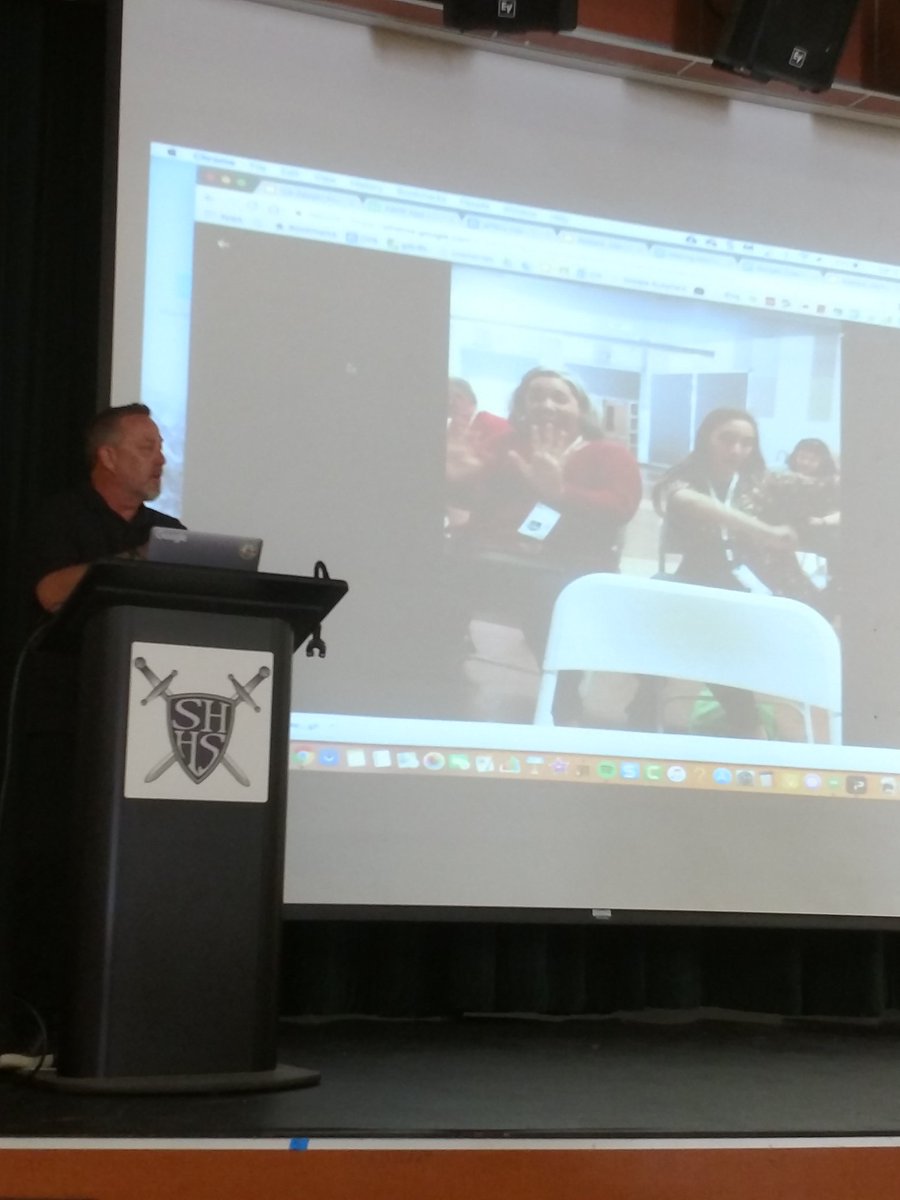 tiffany1norton's tweet photo. @LNorton157 and I became a GIF in @jheil65 presentation! #gettingourgeekon #edtechteam #Excitement https://t.co/oUOssxZjCd