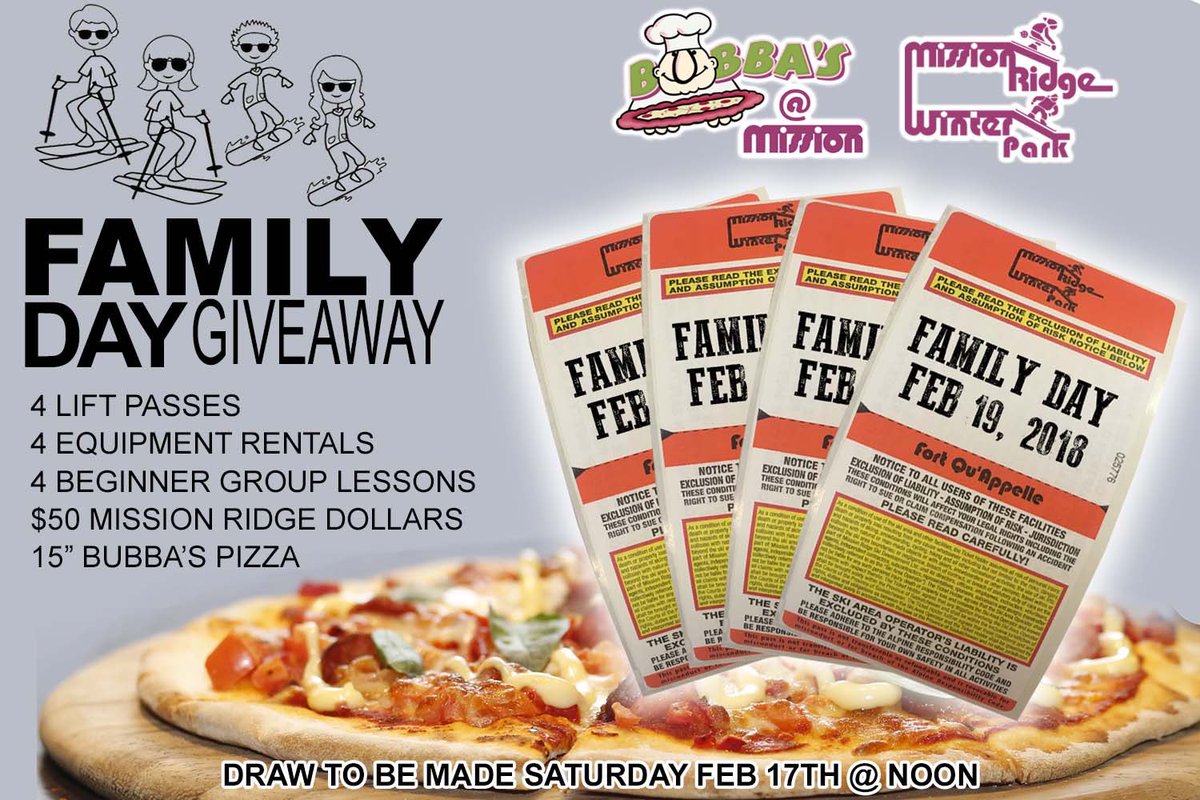 Head to our Facebook Page to win a Family Day Package worth $450!!!  <a href="/SunshineandSki/">Sunshine & Ski</a> <a href="/PrairieSummit/">Prairie Summit Shop</a> <a href="/Saskatchewan/">Tourism Saskatchewan</a>