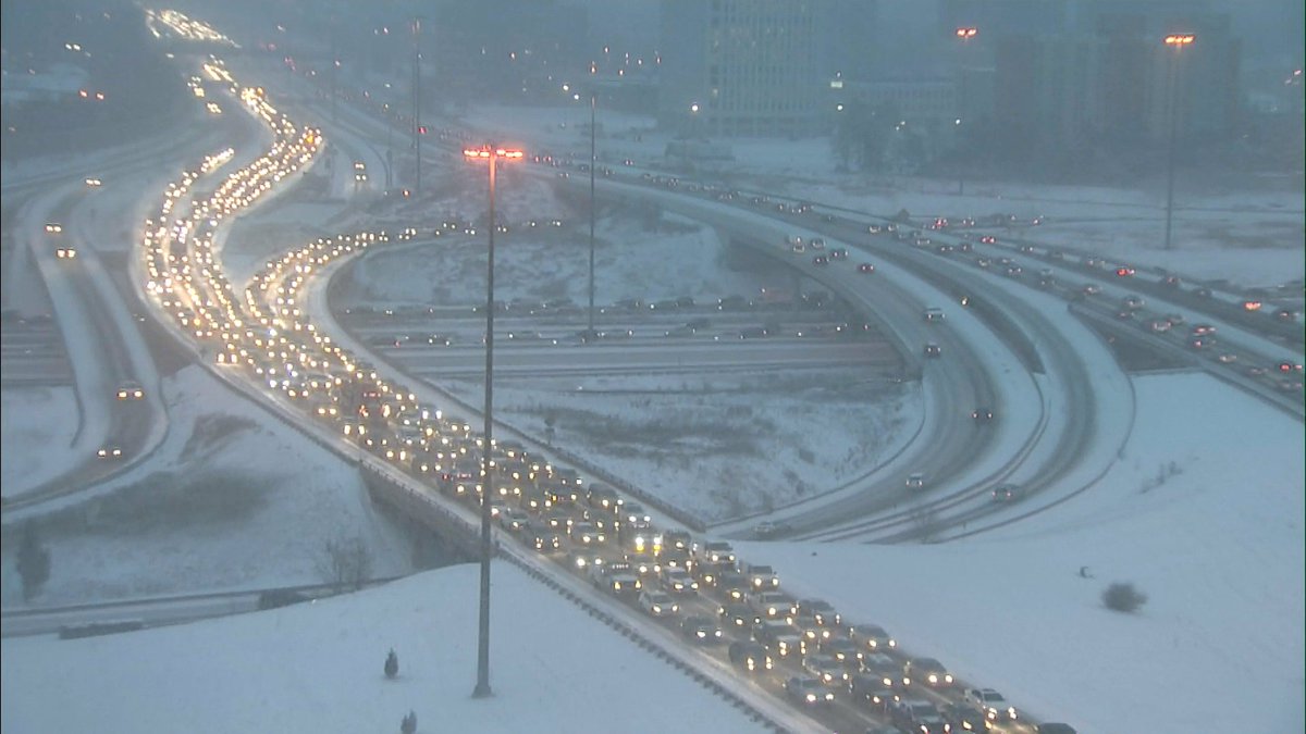 CP24's tweet photo. OPP reporting 250 collisions so far today in the GTA with snow continuing to fall https://t.co/Zky2MsY92X https://t.co/OiOgp9MMlw