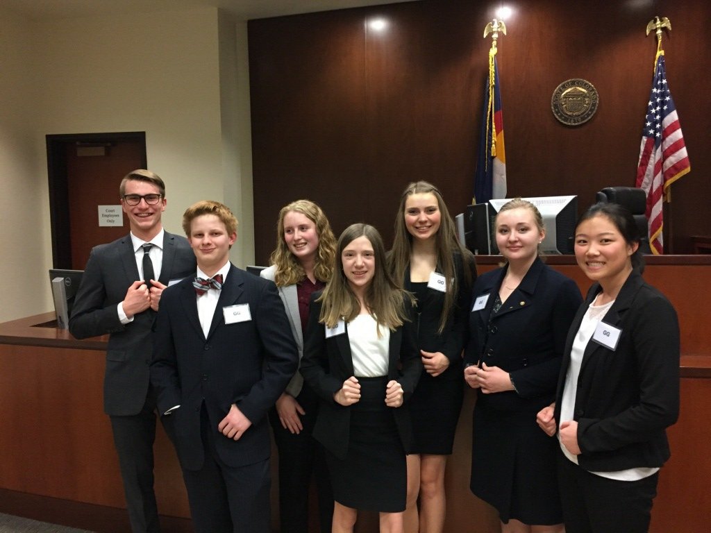 BroomfieldHigh's tweet photo. Broomfield Legal Eagles are headed back to State! Congratulations to Sam Hahn, Kevin Peacock, Ellie Penner, Calissa Hagen, Maia Parkin, Margrit Mackey and Jana Compesi for winning the Regional competition. https://t.co/dvdVJBUy1h