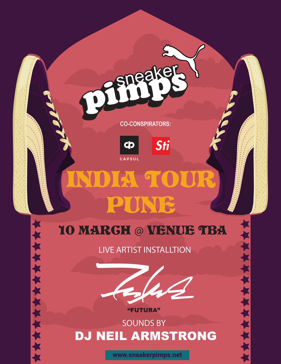 Sneaker Pimps India Tour Presented by <a href="/PUMA/">PUMA</a> // March 10th in Pune ft. Futura live artist intsalltion // <a href="/djneilarmstrong/">DJ Neil Armstrong</a> live performance + more.