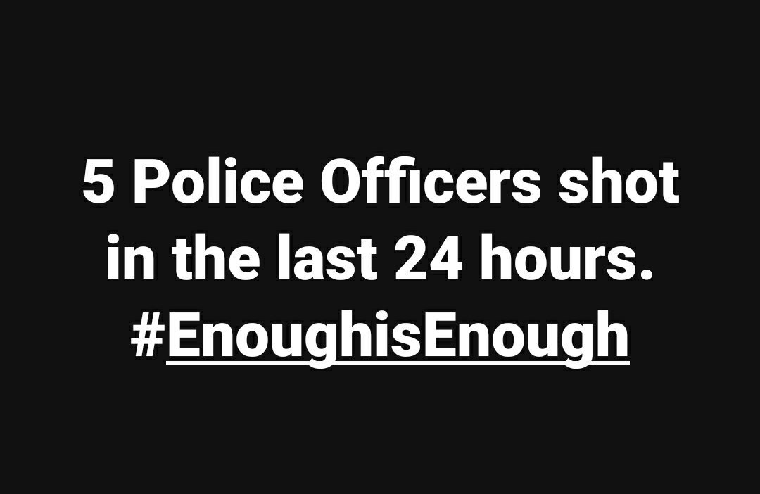 BlueAlertUs's tweet photo. Five Police Officers shot in the Last 24 Hours. #EnoughIsEnough #LODD @POTUS @VP @jeffsessions https://t.co/THz1QJMQ5X