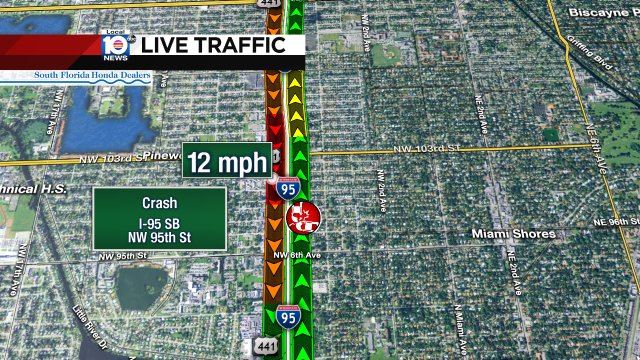Crash on I-95 SB at NW 95th St #traffic https://t.co/5zPI4MzEH5
