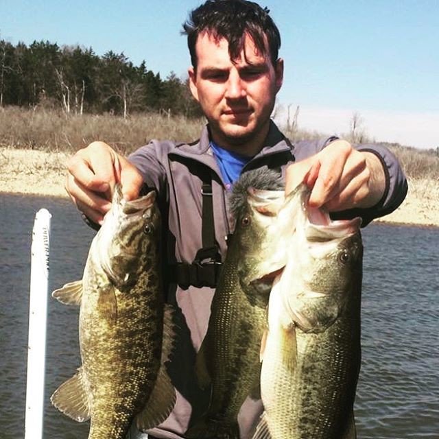 Reposting @onecastfish: - via @Crowdfire 
I caught five bass in 45 minutes on #bullshoals with a wiggle wart.  This is a picture of three of the biggest but all weighed more than 3lbs. 
#bassfishing #fishing #missouri #lake #largemouthbass #smallmouth #smallie #storm #wigglewart