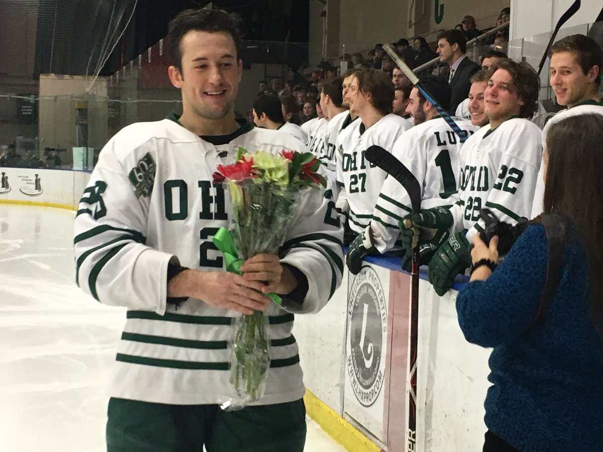 BobcatsHockey's tweet photo. Let’s give it up for yOUr seniors: @CrayolaCrand, Captain @jf_OU17, and @mikepalasics! #ItsOUrTime https://t.co/c1Mz8VmLjS