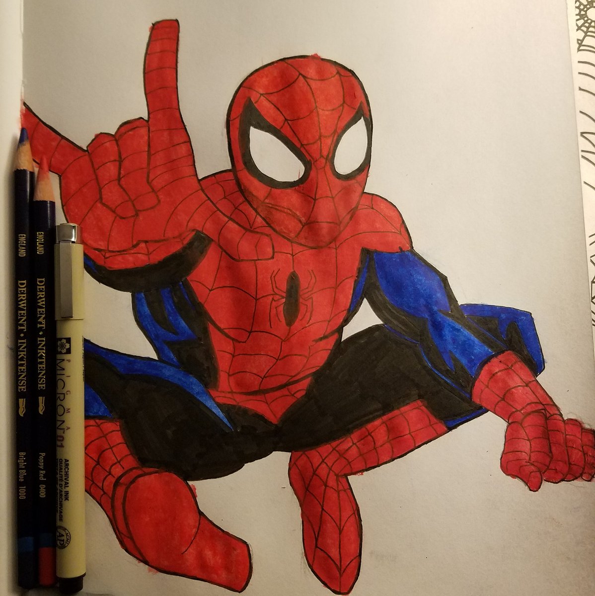 JeffThomasTV's tweet image. Work has been pretty busy so I haven&apos;t been able to post. Here&apos;s a #spiderman I drew this morning. I used the watercolor pencils I received from #sketchbox this month! 

#art #marvel #color #spidey #avengers #beginnerartist #tvwriter