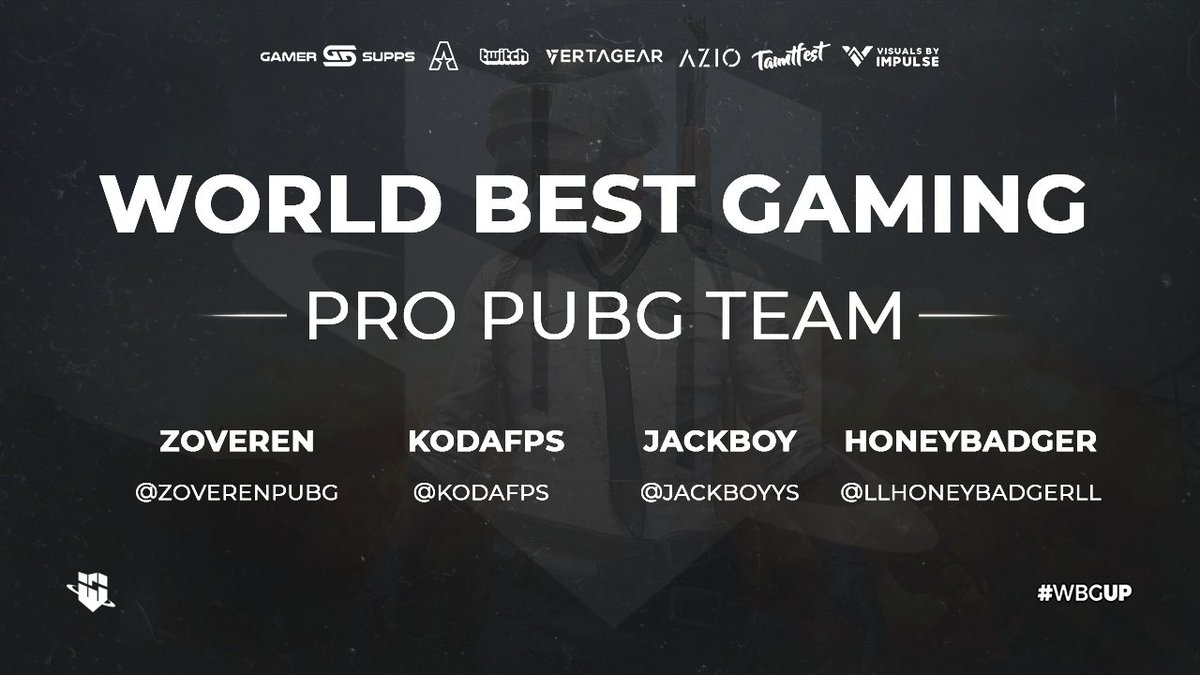 WorldBestGaming's tweet photo. Please welcome WBG’s Re-Entry into PUBG! 😀

@KodaFPS 

@ZoverenPUBG 

@Jackboyys 

@llHoneyBadgerll 

Lets go! Only one place to be THE TOP!

Welcome to the fam gents!

#WBGUP 👊 https://t.co/1I4rSHxNLs