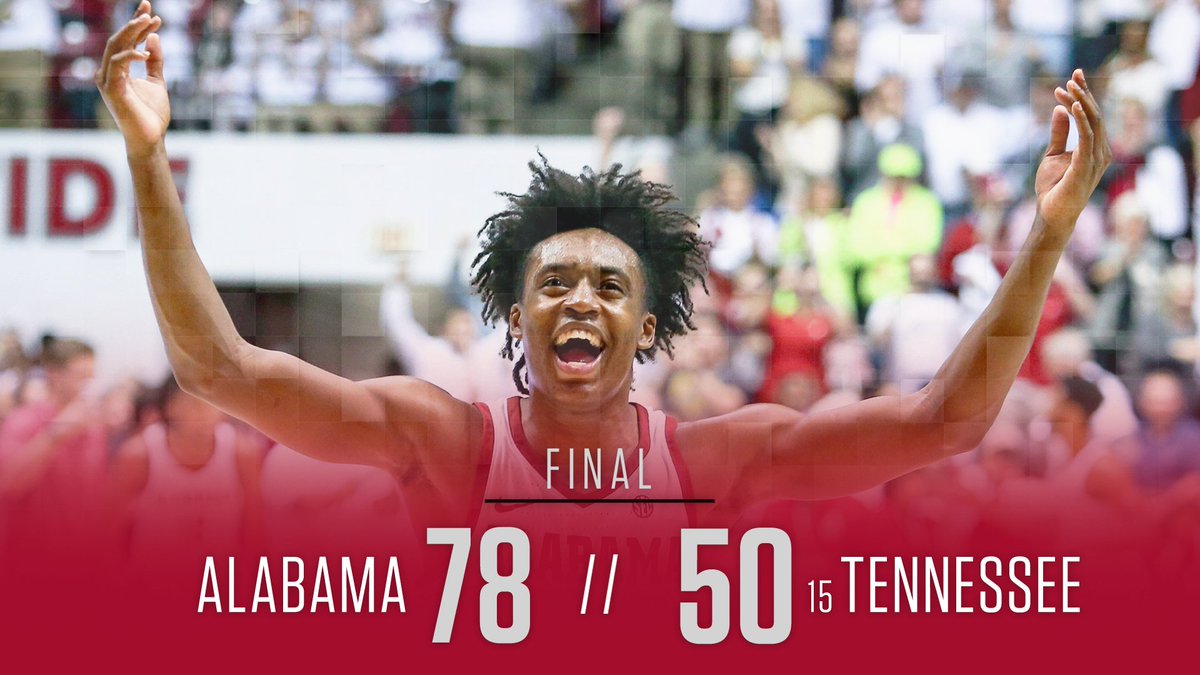 HUGE UPSET IN TUSCALOSSA!

<a href="/AlabamaMBB/">Alabama Men’s Basketball</a> handles No. 15 Tennessee, 78-50.