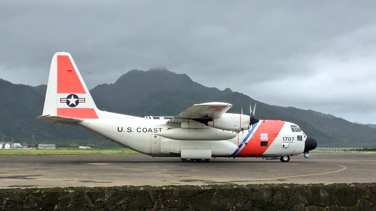 ladypalamo's tweet photo. Pago Pago International Airport is now open for aircraft operations, as of 2pm today. 

Here is Coastguard’s C130 landing just before 3pm with #TropicalCycloneGita relief supplies for the territory. 🇦🇸 #TC07 https://t.co/KDIhPc51Q8