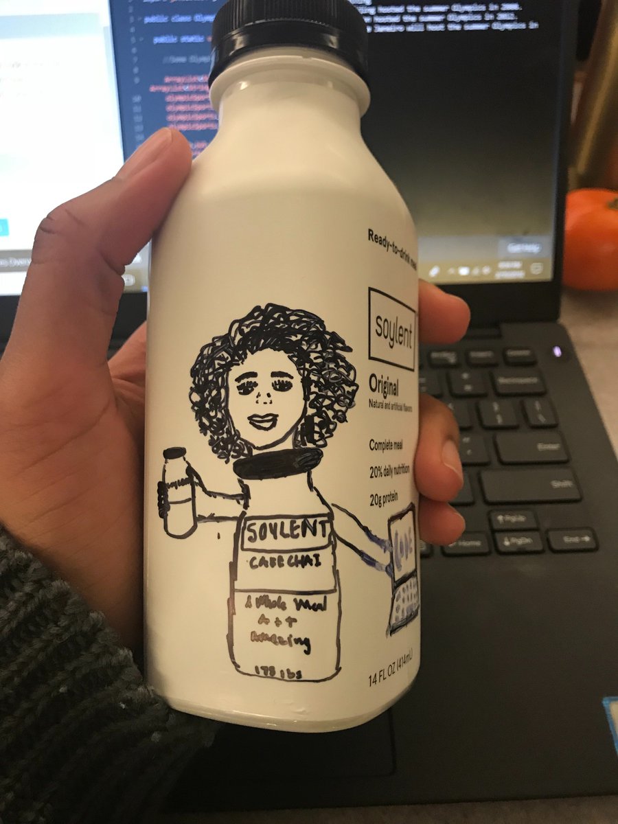 TynaiseW's tweet photo. Obviously not an art major @soylent @MLHacks #soylentcanvas
Soylent so you can code and stay energized/full AT THE SAME TIME!! https://t.co/bftvBuPrU1