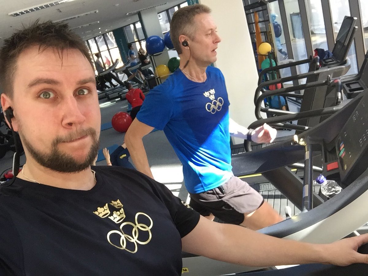 donhedge's tweet photo. Now @PejaSCF can’t run away from me, hehe😏 #theonlyway #treadmill #cleverplan #SWEolympic https://t.co/5fQINL5UM8