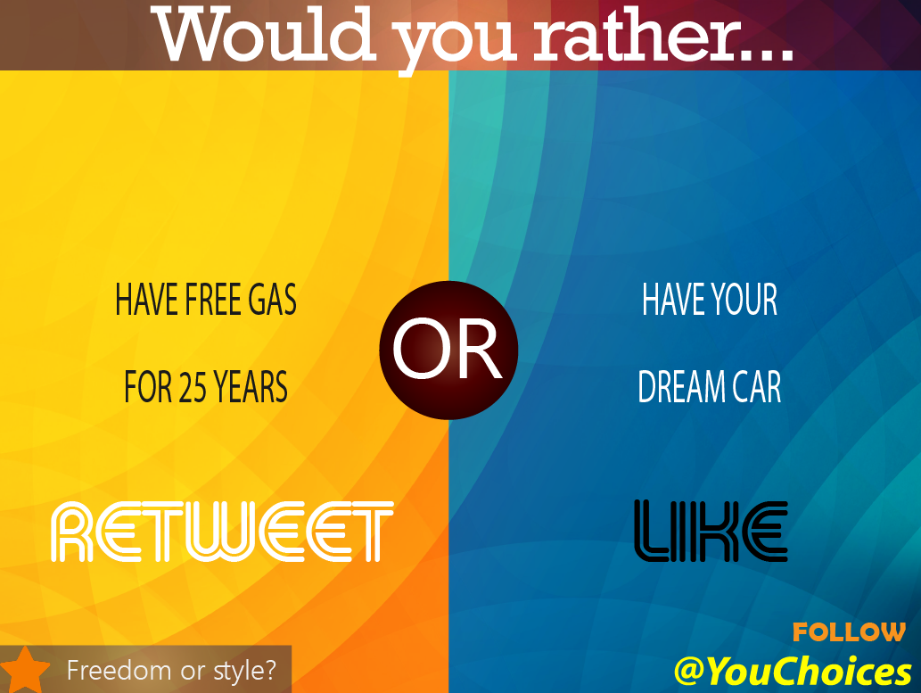 YouChoices's tweet image. Gas or car?