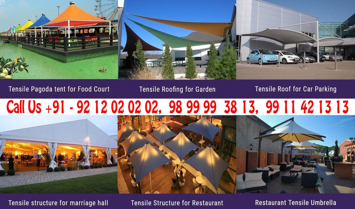 TensileShelters's tweet image. Manufacturers &amp;amp; Contractors of #Tensile_Fabric_Structures #Car_Parking_Sheds #SpaceFrames, Toll Plaza, Temporary Lightweight Shelters, #Roofing #Skylight &amp;amp; #Polycarbonate_Domes.

Call us +91 - 9899993813, 9212020202

E - mpmakeinindia@gmail.com

Web - tensile-membrane-structures.com