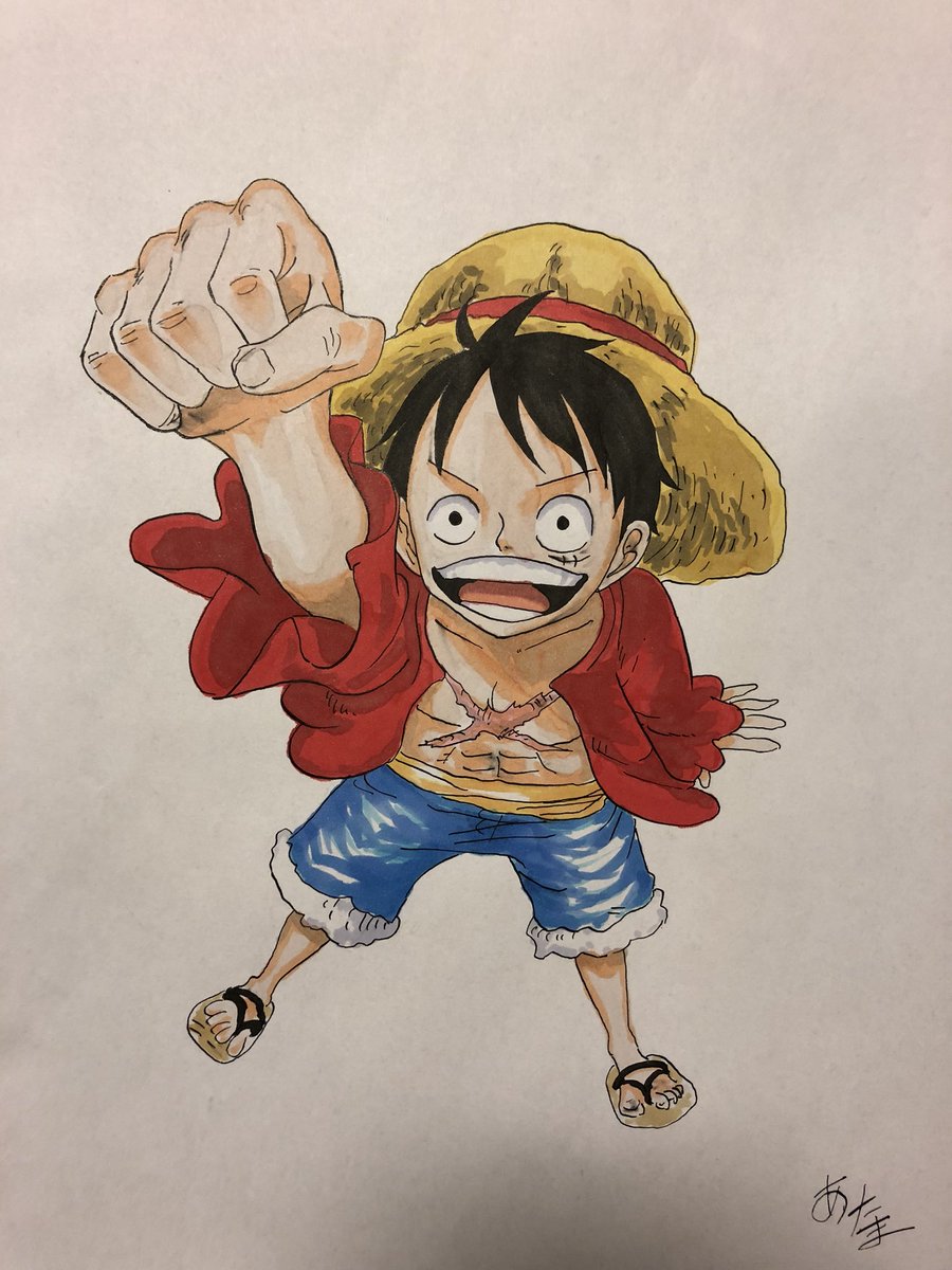 あたま アナログ練習絵 Onepiece 尾田栄一郎さん より モンキー D ルフィ