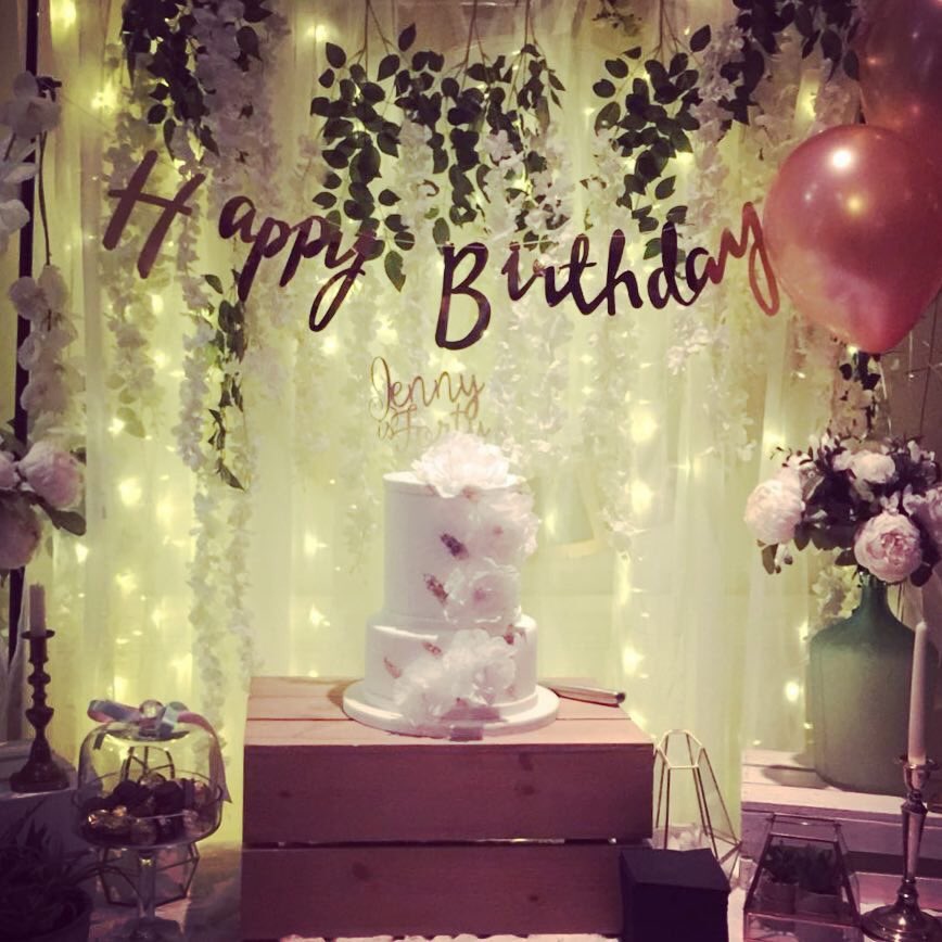 A white on white creation for <a href="/mrs_myrtle/">Mrs Myrtle</a> red velvet inside with white choc ganache covered in white fondant and handmade wafer paper flowers then a touch of gold leaf