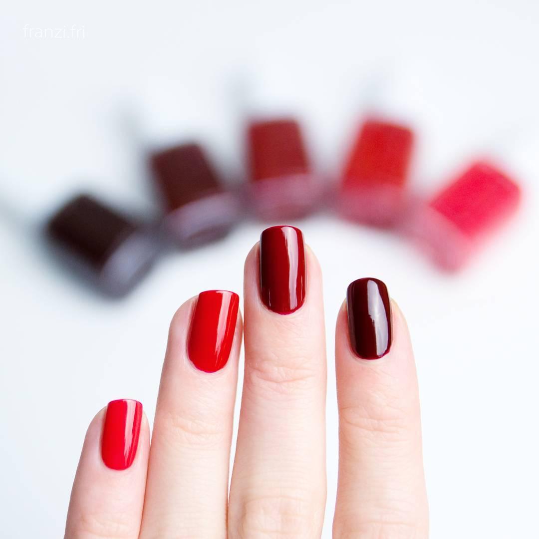 essie reds are like galentines-- the more the better! from l to r: #tootooh...