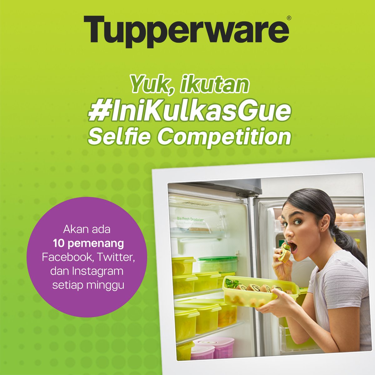 tupperwareID's tweet photo. Mau hadiah grand prize kulkas 1 pintu serta produk eksklusif dari Tupperware? Ayo ikutan #IniKulkasGue Selfie Competition dan upload foto kamu sekarang juga! Lihat syarat dan ketentuannya di https://t.co/l7bdGJQcsV
#TupperwareFridgeCollection https://t.co/iRYF7W6OJd