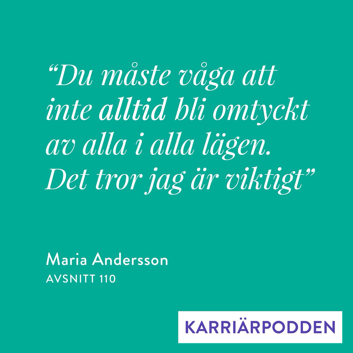 Tänkvärt, eller hur? Ledarskap handlar ofta om att ta steg utanför komfortzoner. Lyssna på min senaste gäst i Karriärpodden <a href="/_mariaandersson/">Maria Andersson</a> - VD på <a href="/Hemfridisverige/">Hemfrid</a>