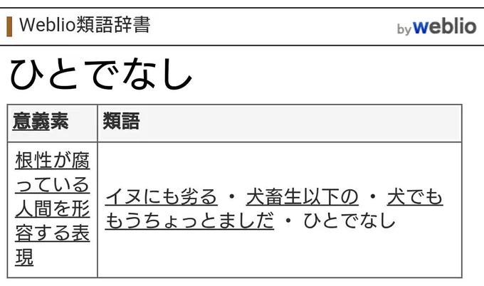 「ひとでなし」の類語を書いた人、犬への憎しみがすごいな 
