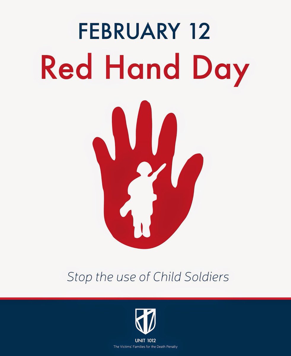GRACMASH's tweet image. RED HAND DAY IS TOMORROW, FEBRUARY 12. 
WEAR RED TOMORROW AS A SHOW OF SUPPORT AGAINST THE USE OF CHILD SOLDIERS. 
TRACE YOUR HAND @ THE GRAC TABLE AS ANOTHER SIGN OF SUPPORT. 
WE ARE NOT ASKING FOR DONATIONS, JUST SUPPORT. 
#REDHANDDAY #REDHANDSDAY