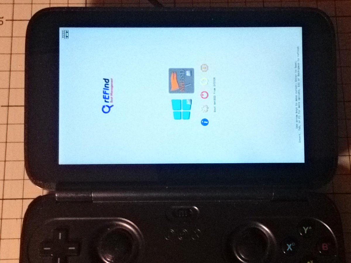 tristelo's tweet photo. GPD WIN + rEFInd + NetBSD = https://t.co/INnm0lNU9s