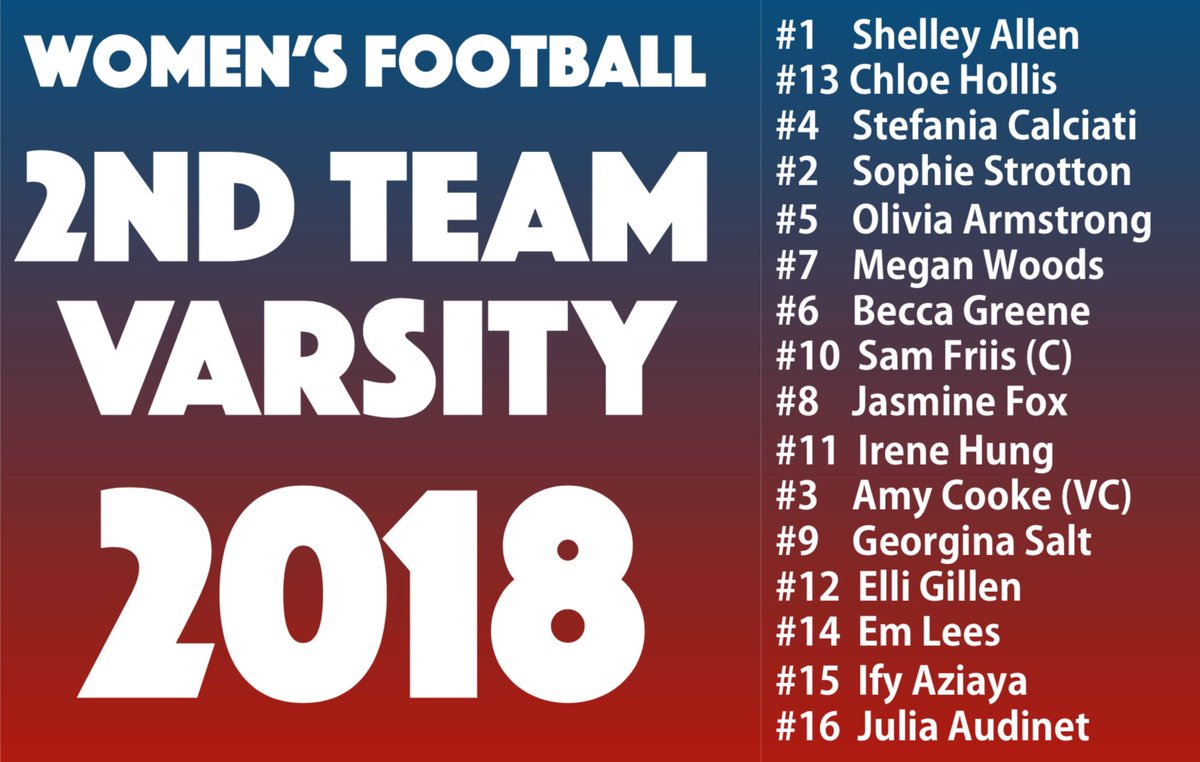 Team list for 2nd team Varsity! Let’s smash the polly tomorrow at 12pm 💪🏼⚽️ #varsity
