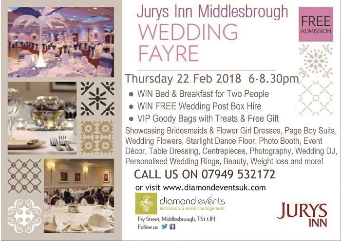Jurys Inn Middlesbrough Wedding Fayre Thur 22 Feb 6-8.30pm @JIMiddlesbrough <a href="/northeastvenue/">N.E Wedding Venue</a> <a href="/WeddingsNE/">Perfect NE Weddings</a> <a href="/NEBridesToBe/">NE Brides To Be</a> <a href="/NorthEastBrides/">North East Brides</a> <a href="/TS5bride/">Teesside Bride</a> <a href="/YorkshireBride/">Yorkshire Bride</a> <a href="/BrideHour/">#BrideHour</a> <a href="/YarmGossip/">Yarm Gossip</a> <a href="/yarm_news/">Yarm News</a> <a href="/EaglescliffNews/">Eaglescliffe News</a> @lovembro <a href="/StocktonDaily/">Stockton Daily</a> <a href="/stocktonbuzz/">Stockton Buzz</a> <a href="/bellebridalmag/">Belle Bridal Magazine</a> <a href="/GroomHour/">Groom Hour</a>
