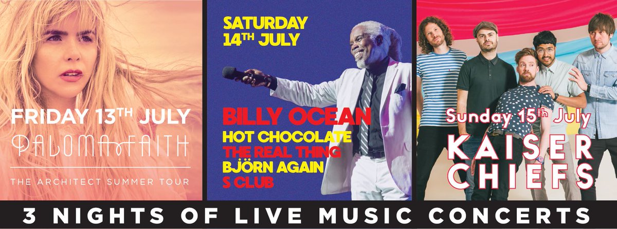Stuck on what to get your partner for Valentines Day? Why not surprise them with tickets to see Paloma Faith on Fri13th July, Billy Ocean &amp; guests on Sat 14th July or Kaiser Chiefs on Sun 15th July in Vivary Park, Taunton!

Tickets available from: ticketline.co.uk/live-in-somers…!