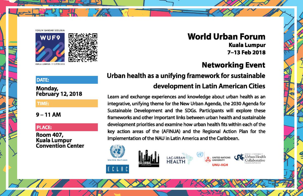 JulietBraslow's tweet photo. Join us today at #WUF9 to discuss #Urbanhealth as a unifying framework for #SustainableDevelopment in Latin American Cities #Cities4all #SDGs #WUF4Health @UNU_IIGH @LACUrbanHealth @UnTecho @josegsiri https://t.co/PZkA3RbrvG