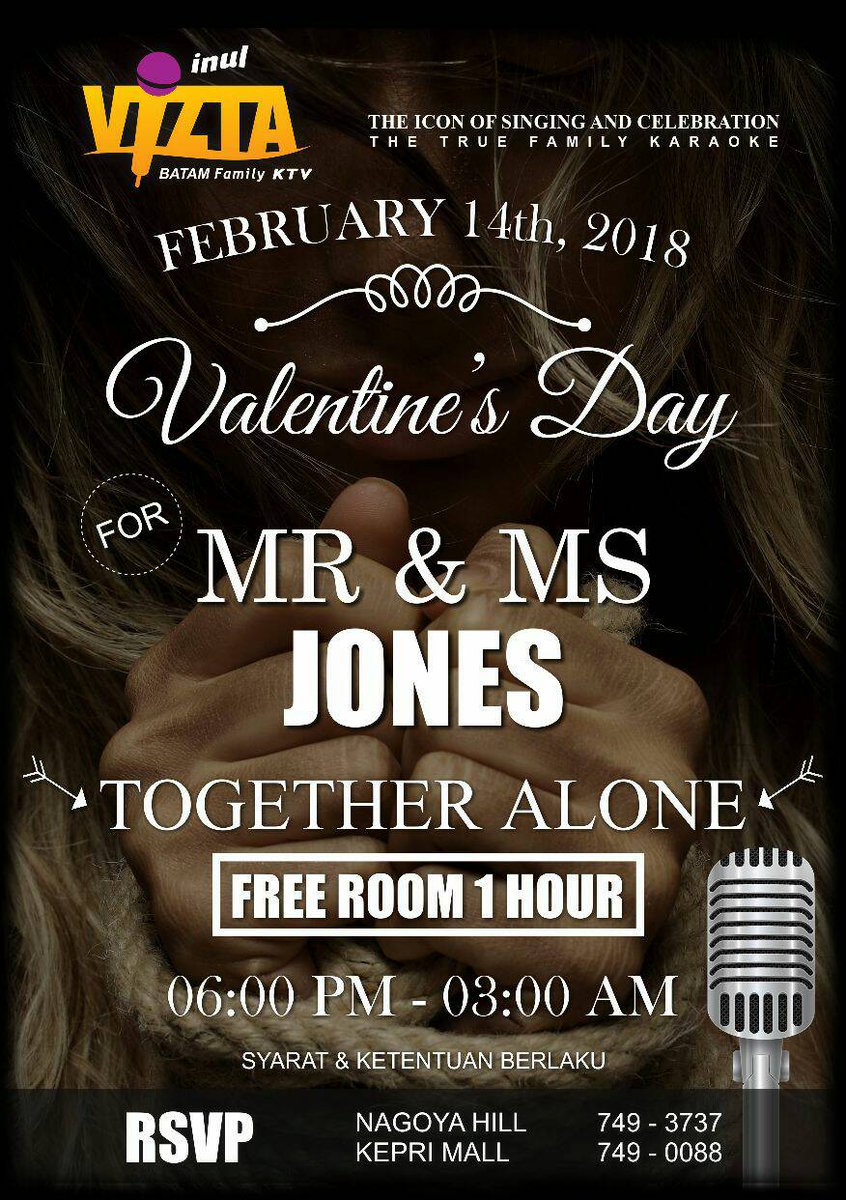 Invizt_Batam's tweet photo. Free room 1 jam buat sahabat inviz yg datang bareng teman teman minimal 3 orang..khusus malam valentine. https://t.co/taA3Eof0Cn