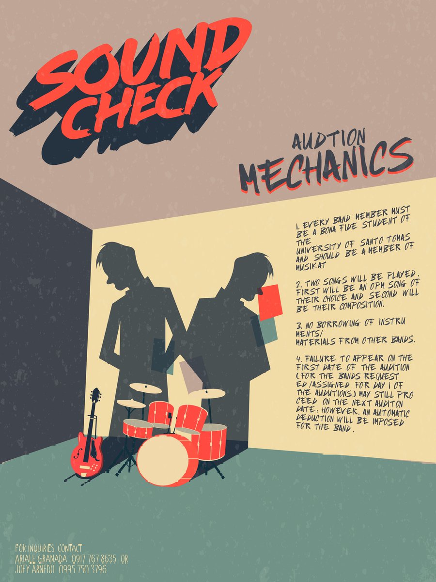 THE REGISTRATION LINK IS FIXED!
AUDITIONS ARE FINALLY OPEN.

Join now and get a chance to be heard!

goo.gl/forms/CxwqX5mM…

#MUSIKATRevolution

Poster by: Joleen Mangaoang