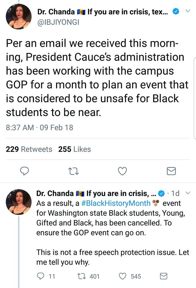 #UW hosting WHITE SUPREMACISTS during #BlackHistoryMonth and CANCELLING a #BHM event to make space for #racists !!!
#uwprotest #BlackLivesMatter #Washington