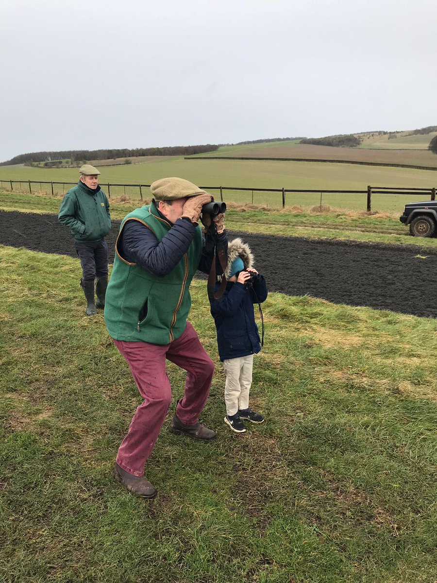 My grandson Harry Giffard overseeing second lot with me yesterday (both of us overlooked by Corky!) and wishing Altior good luck before he left for <a href="/NewburyRacing/">Newbury Racecourse</a>!
