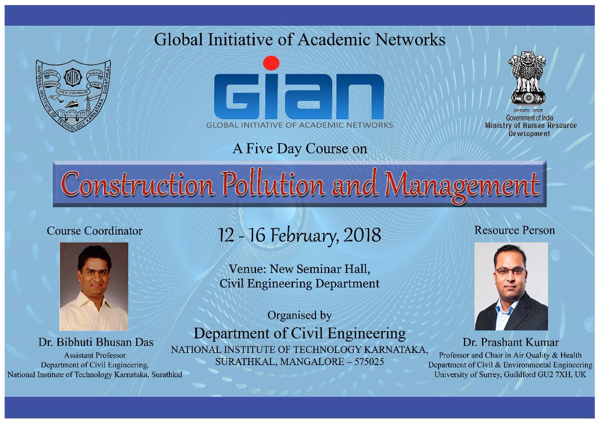ArvindTiwari_'s tweet photo. Precaution is better than cure. Better management can reduce high amount of #constructionPollution. #GCARETeam @AirPollSurrey @pk_shishodia @UniOfSurrey and @bibhutibhusanp1 #NITSurathkal are sharing their experience at under mission #GAIN, GOI and #CleanAirForAll. https://t.co/Gfv10zc60w
