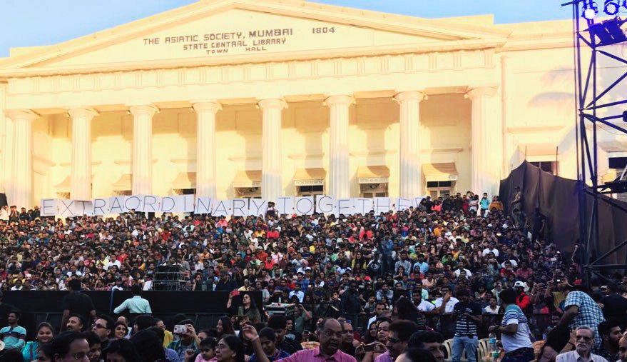 ZEECorporate's tweet photo. The stage is set and the crowds are pouring in! The atmosphere is electric and we can barely contain our excitement for the ZEE Yaaron with KK concert! Don't miss it; join us at the Asiatic steps at 8:15 pm and let's be #ExtraordinaryTogether on the closing night of #HTKGAF2018! https://t.co/2vTMxQpgVD